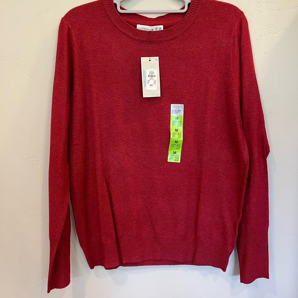 NWT Primark Red Crew Neck Sweater (Medium)